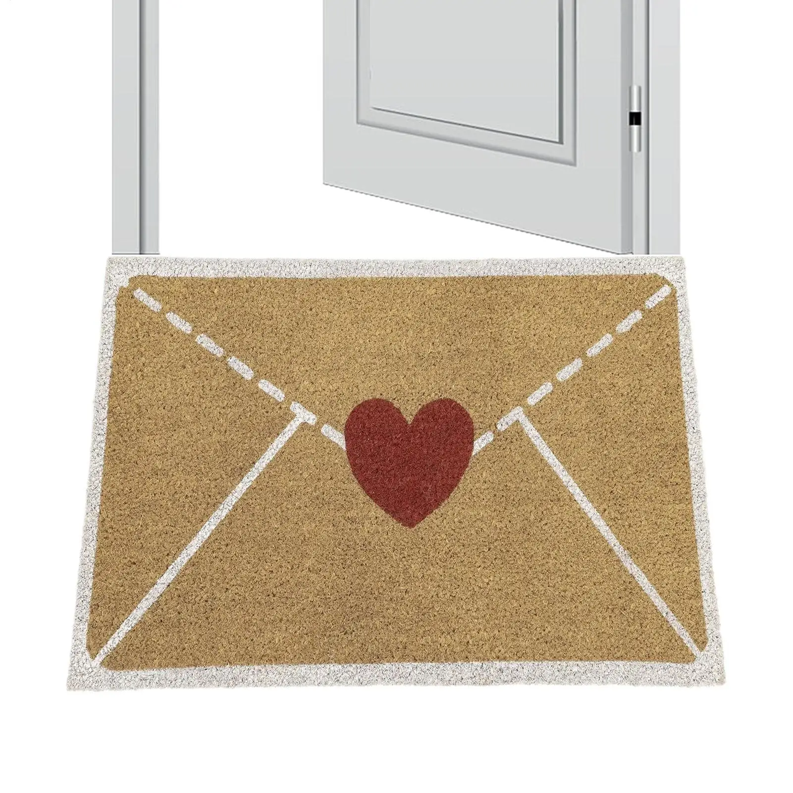 

Коврик для прихожей на День святого Валентина, уличный, с узором в виде конверта и сердца, нескользящий, для удаления пыли, льняной, для входной двери