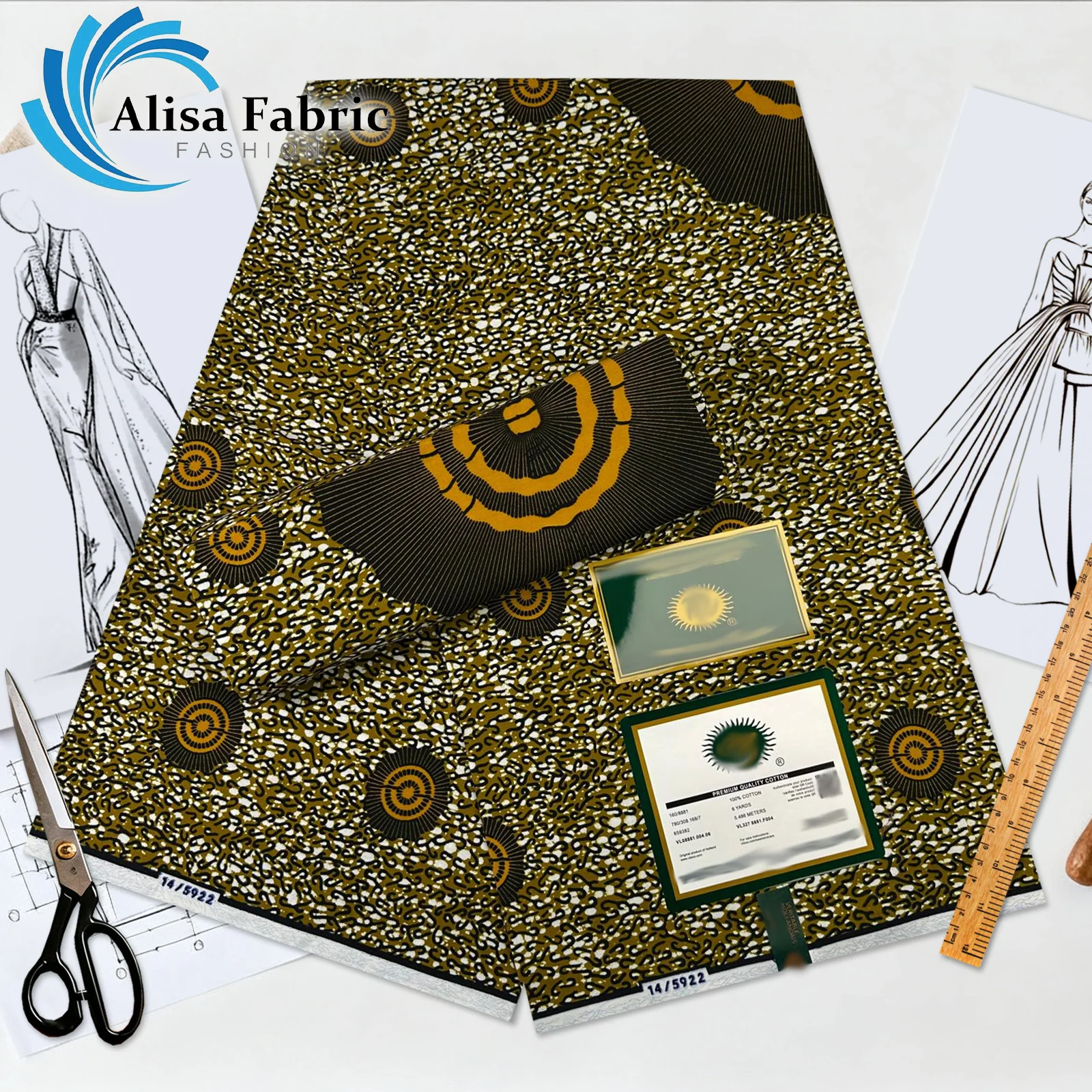 

2025 новый стиль, африканская ткань с восковым принтом, 6 ярдов, настоящая гарантированная африканская хлопчатобумажная ткань, высокое качество для шитья