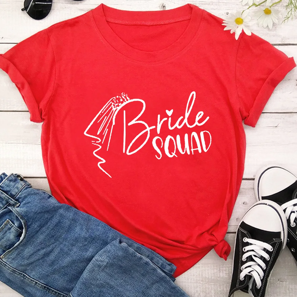 Bride Squad Woman T shirts Bachelorette Team Bride Tshirt Aesthetic Wedding Party T-shirt Women Tees Bridesmaid Tops 4UFL