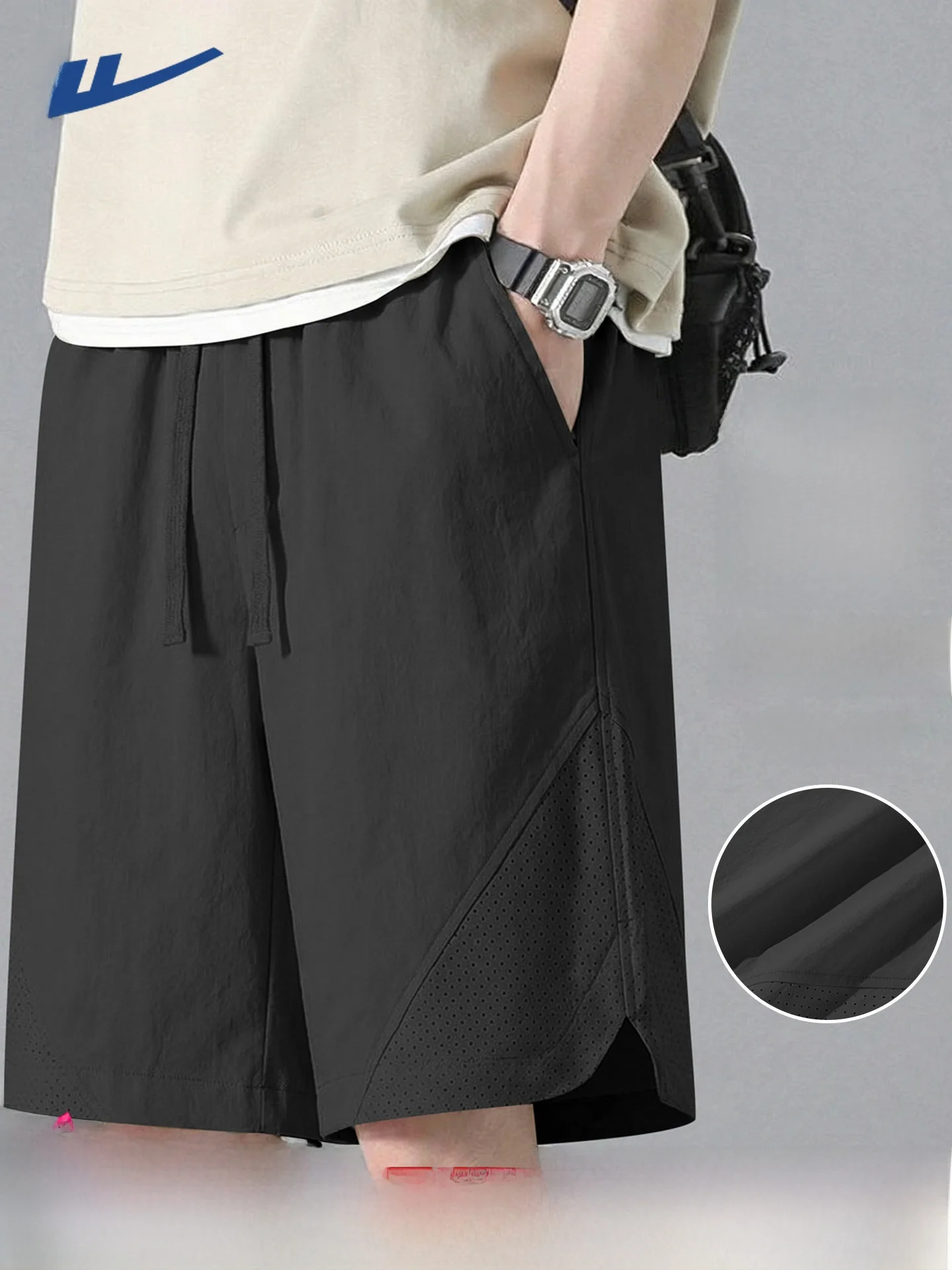 

Мужские летние дышащие пляжные брюки Warrior из ледяного шелка, свободного кроя, для повседневной носки, из полиэфирного волокна, прямые штанины