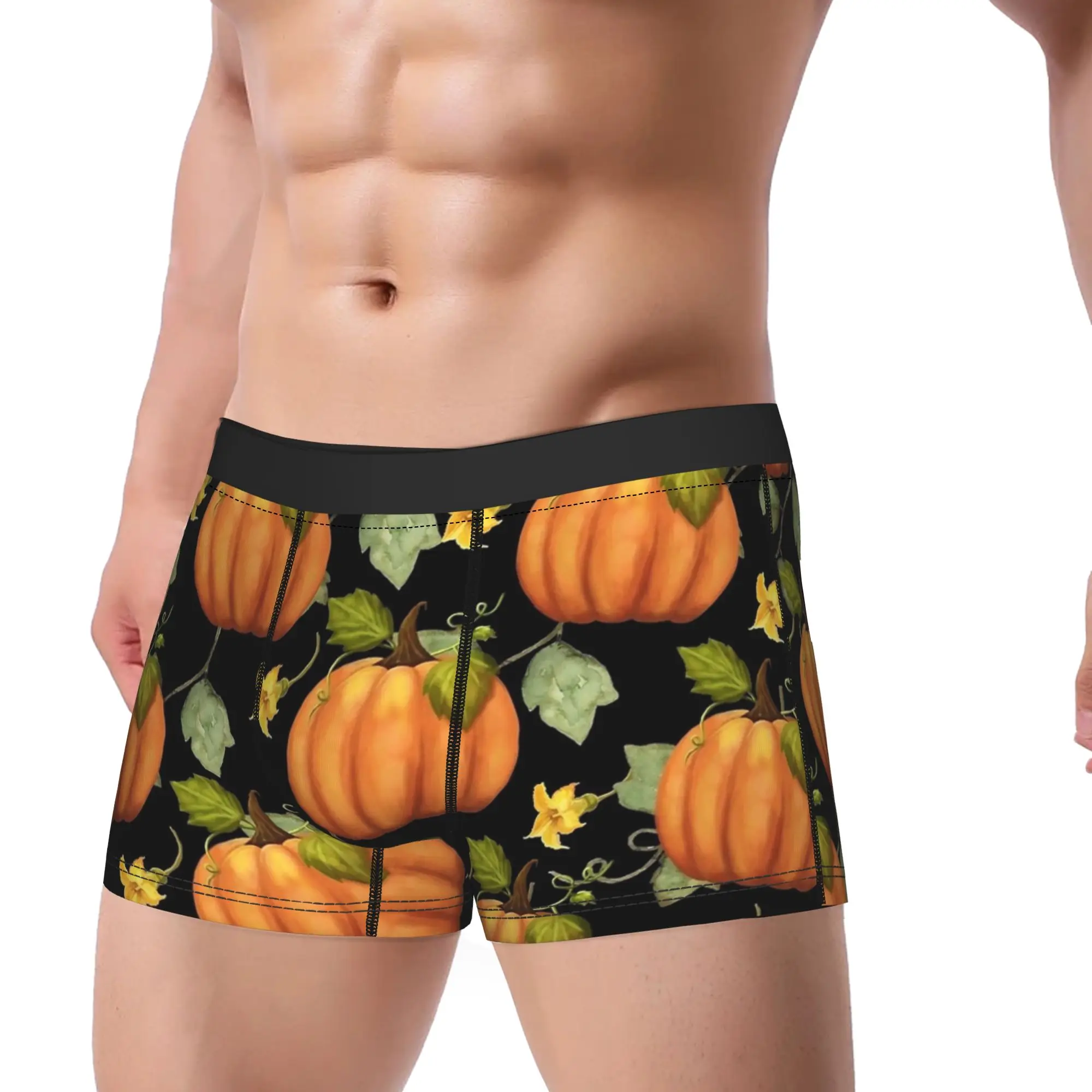 Man Cartoon Halloween Ghost Pumpkin Long Underwear  Sexy Boxer Briefs Shorts Panties Male Breathable Underpants M-XXL