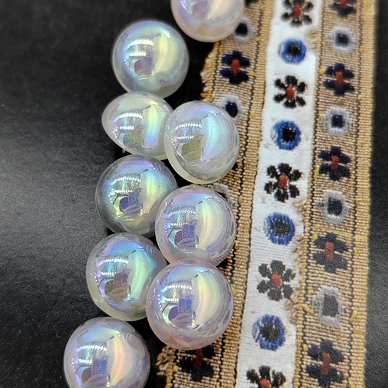 12MM Cute Mini AB Pearl Effect Shank Buttons Of Clothing Wholesale Elegant Half Round Flat Button For Shirt Sewing Needlework