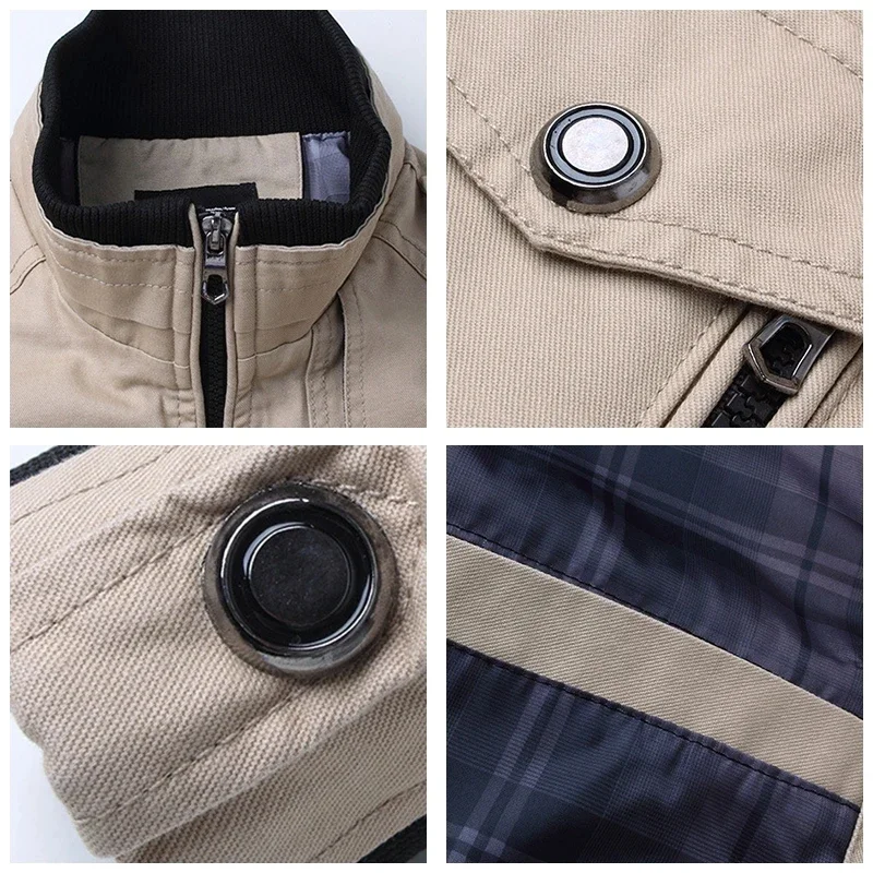 Jaquetas bomber monocromáticas masculinas, casacos com zíper, gola alta, bolsos, blusão casual, casacos masculinos, primavera, outono, moda, 2024