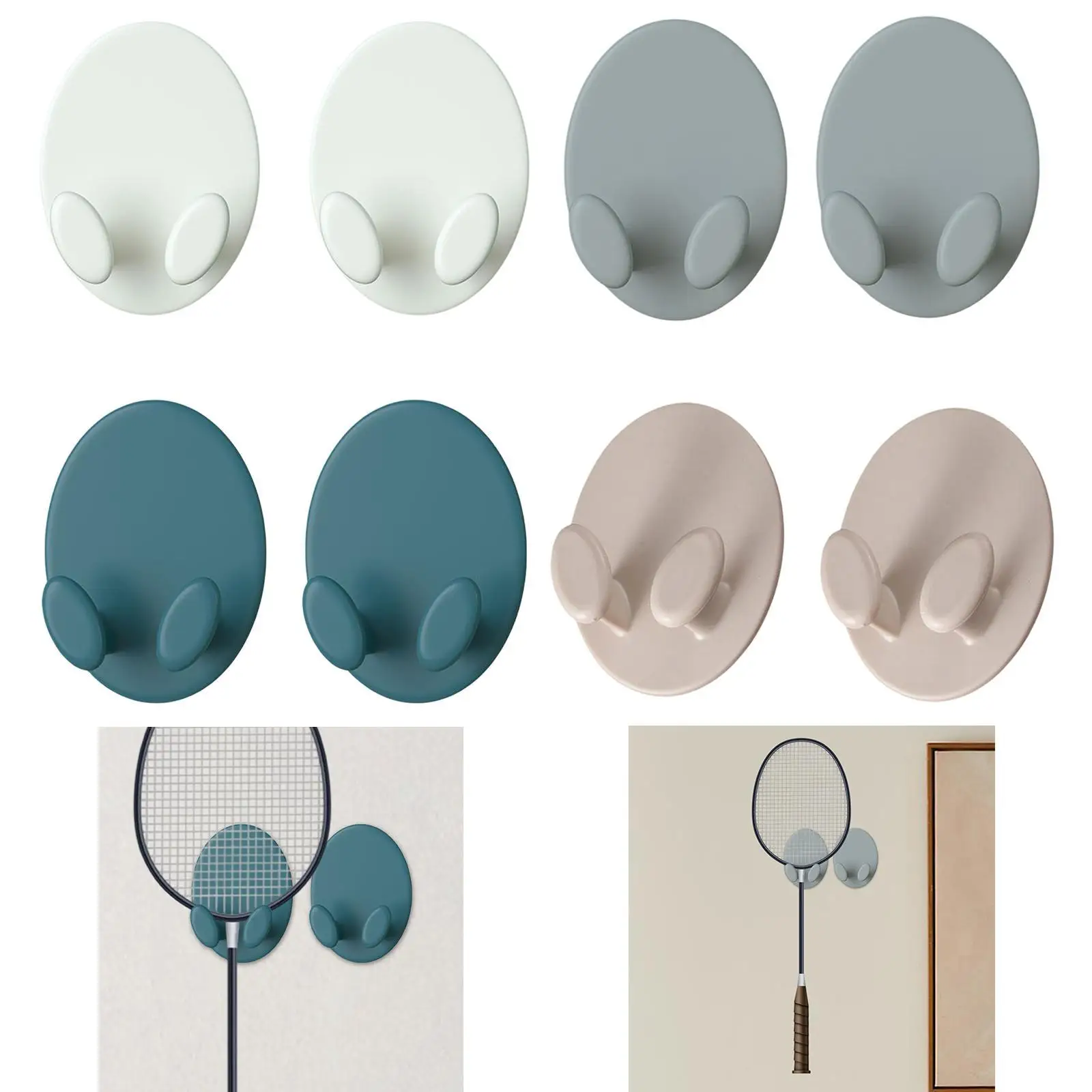 

2Pcs Wall Mounted Racket Racks Badminton Racket Hooks Sleek Hangers Wall Hooks for Home Settings Bedroom Game Room Gym Garage