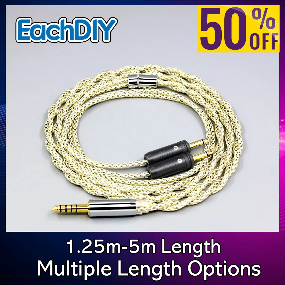 كابل سماعة أذن OCC فضي لـ Focus Clear Elear Elex Elegia Stellia Celestee Radiance Headpho TypeS 23AWG Litz 892 #1