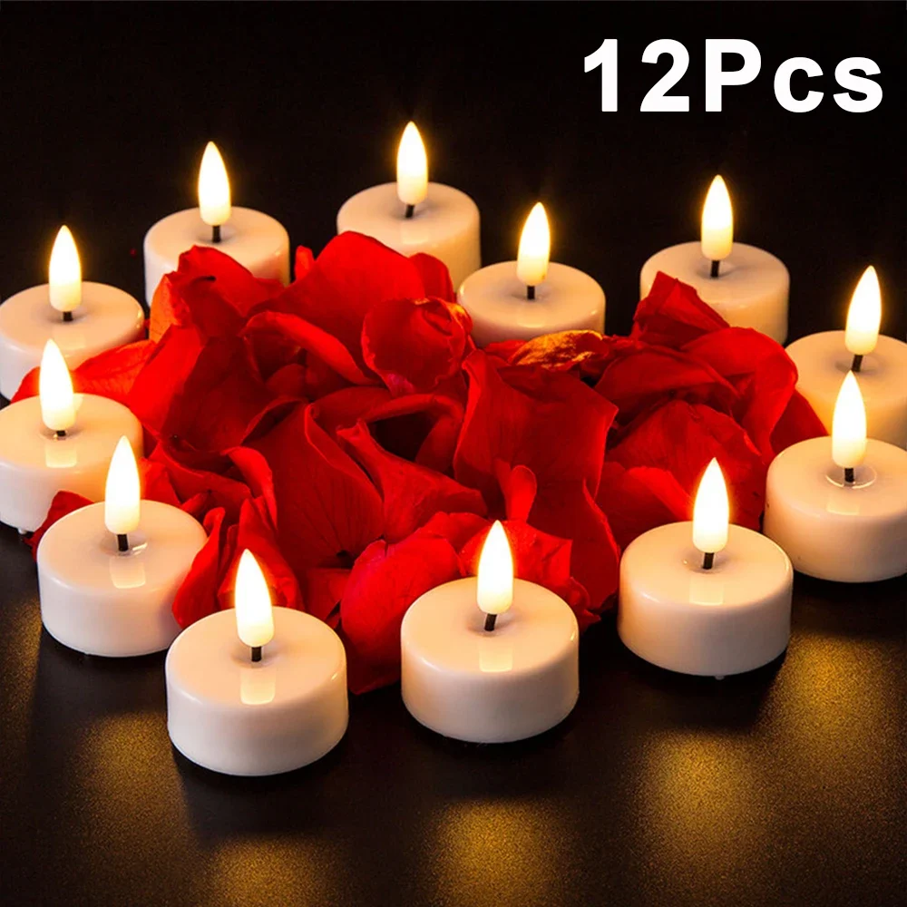 1/12 pièces bougies LED sans flamme clignotantes bougies alimentées par batterie bougies chauffe-plat pour anniversaire fête de mariage décors de noël éclairage