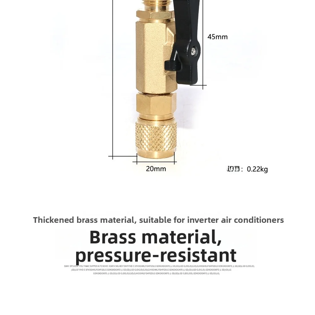 3/8 Inch Ball Valve For AC Cooling Agent Charging Brass Construction Quick Shut Off Gas Flow Control Tool Ball Valve