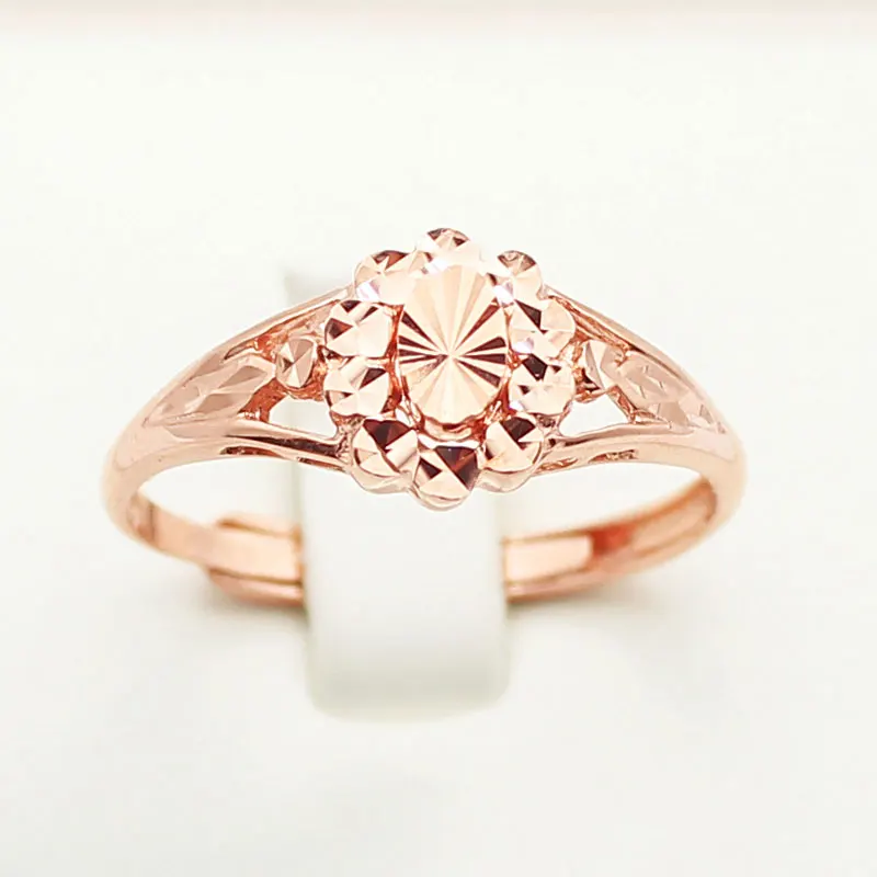 

585 purple gold 14K rose gold shiny flower rings for women fashion Japanese and Korean style fresh party engagement jewelry