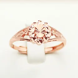 585 purple gold 14K rose gold shiny flower rings for women fashion Japanese and Korean style fresh party engagement jewelry