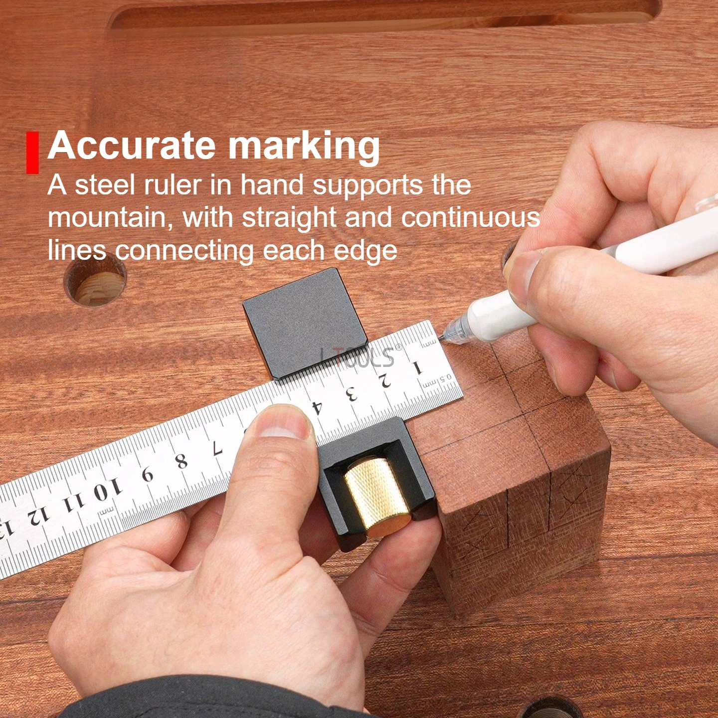 Steel ruler limiter steel ruler marking positioning block woodworking marking tools fixed slider precise marking fine adjustment