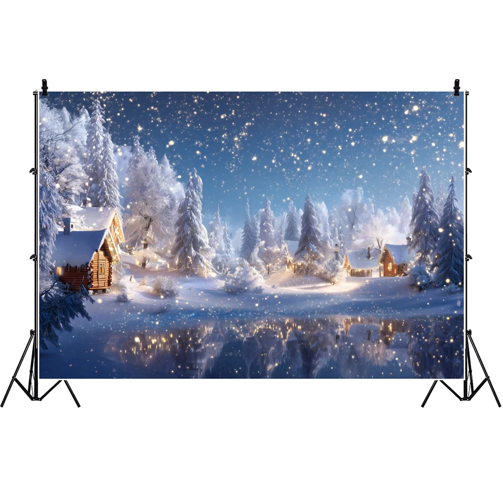 الشتاء الثلوج عيد الميلاد التصوير الخلفيات شجرة عيد الميلاد ضوء الغابات قرية ديكور حفلة عيد ميلاد الاطفال الكبار صورة خلفية