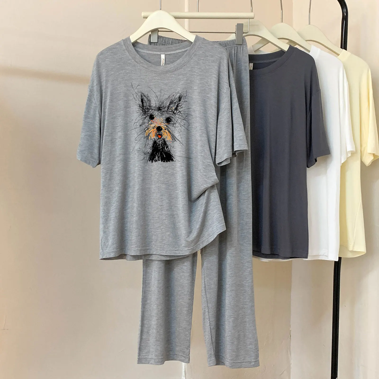 

Dc49 Modal Short-Sleeved Pants Pajamas for Women Sweet and Cute 2025 Summer New Casual Home Wear Set