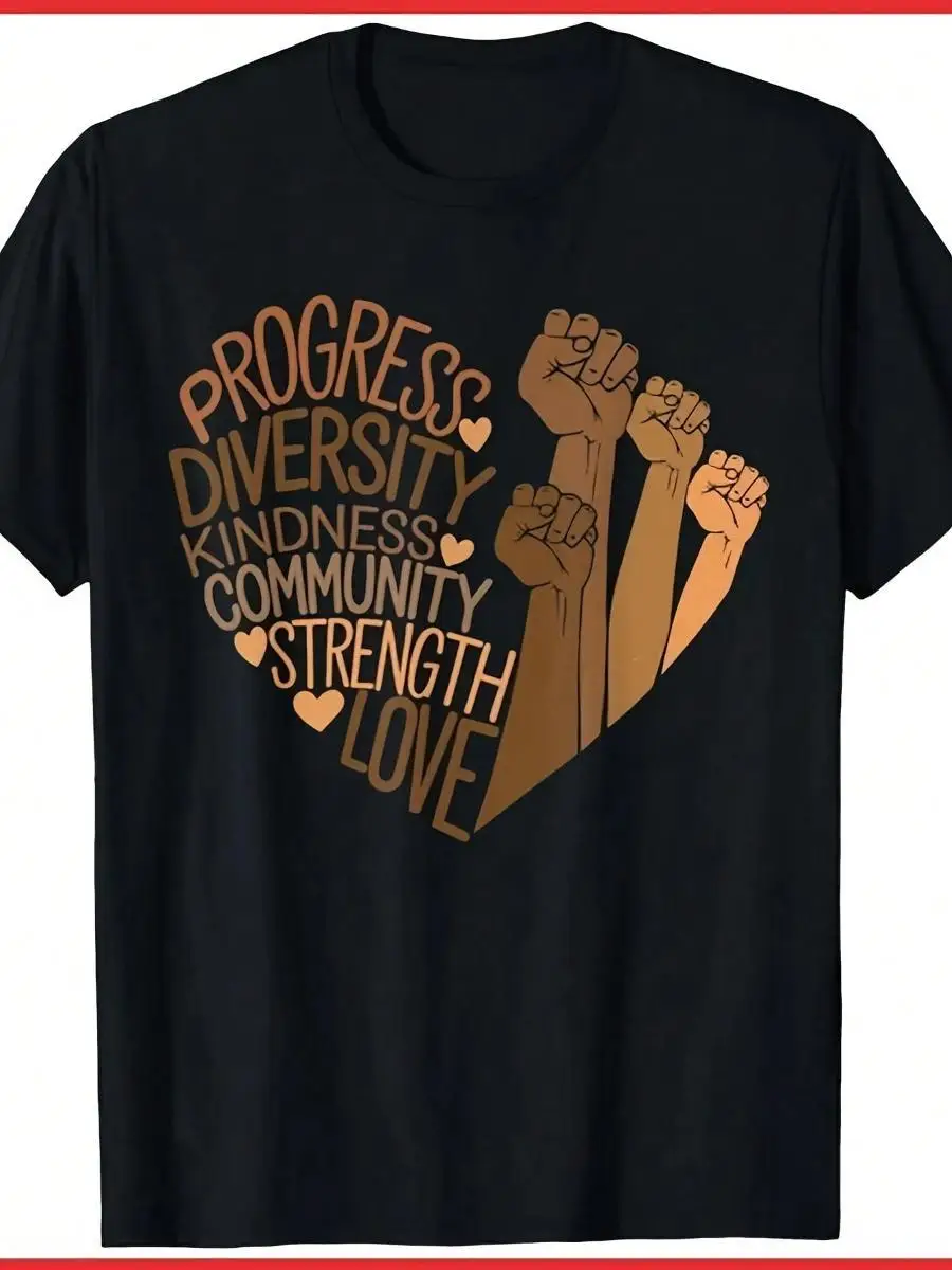 Black African Women Black History Fist Diversity Equality Black Cotton T-Shirt Unisex Summer Short Sleeve Printed T-Shirt Pure Cotton 220g Stylis