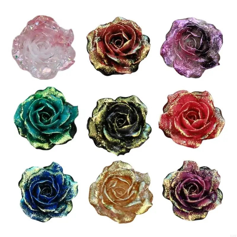 

10 шт., мерцающие цветочные украшения из смолы, градиентные блестящие материалы для ювелирных изделий ручной работы и поделок