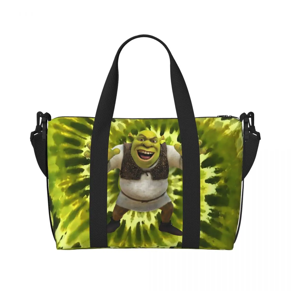 

Custom Shrek Smile Tote Bag for Women Large Capacity Gym Beach Travel Bags