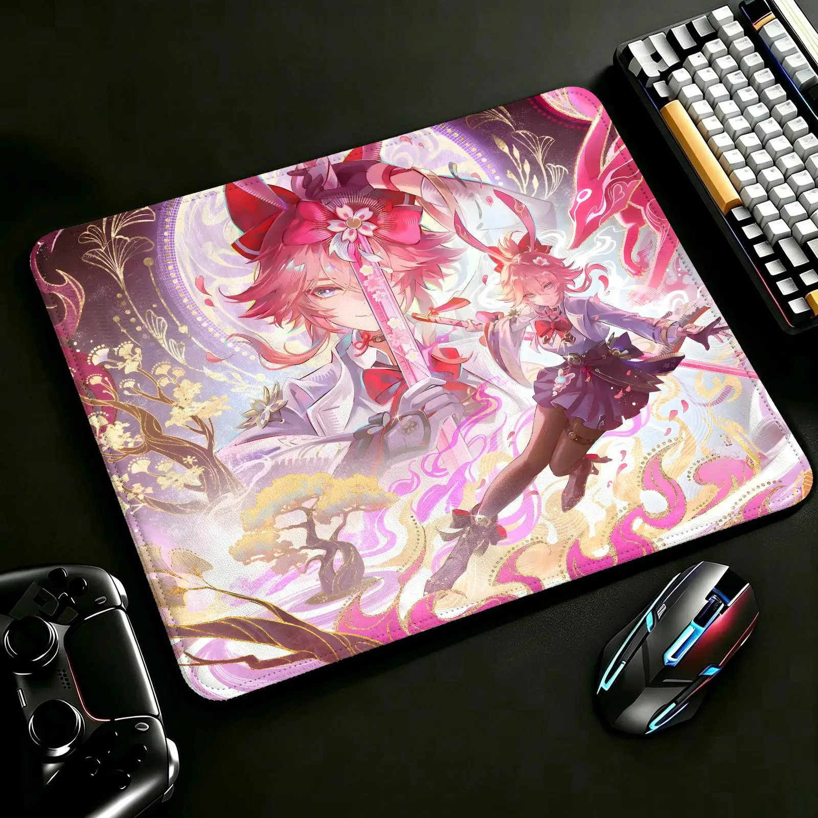 Compact S/M‑L E‑Sports Pad, Honkai Star Rail Evanescia Tough Stitched Border for Lightweight Portable Laptop and Office Gaming
