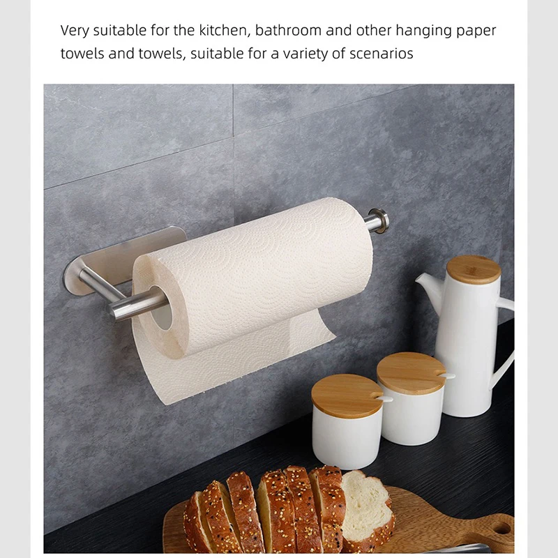 Kitchen Paper Towel Holder Adhesive Tissue Hanger Toilet Roll Paper Dispenser Cabinet Storage Napkin Rack Bathroom Accessories