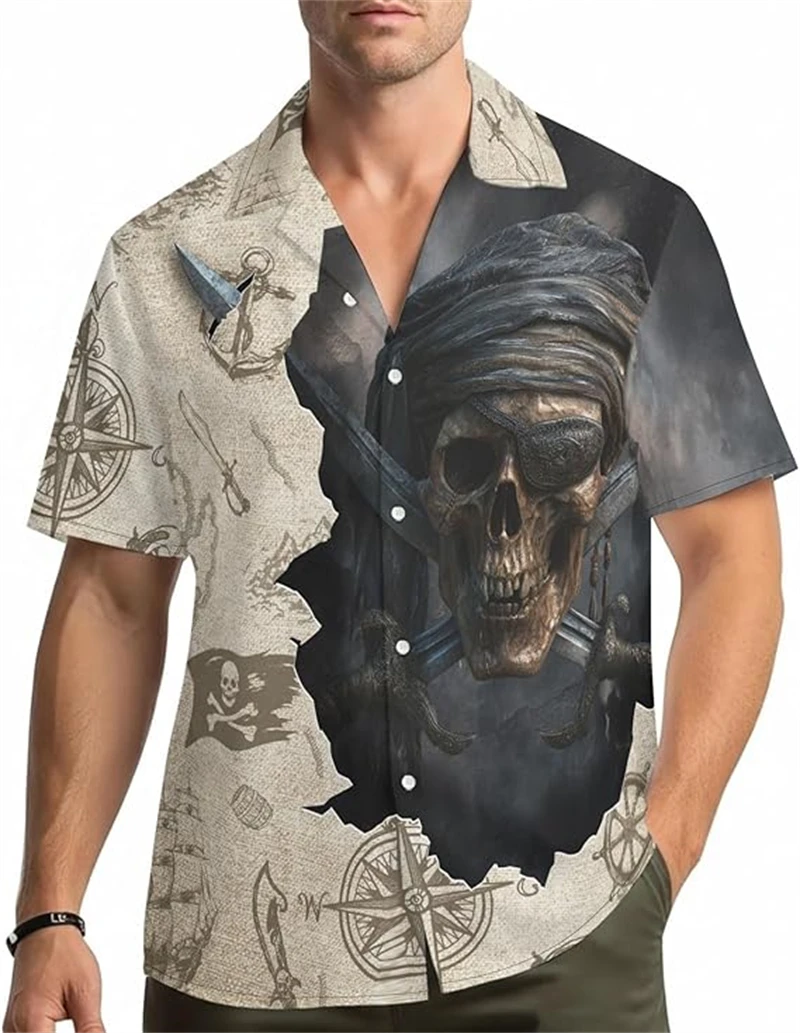 

Western Cowboy Men's Hawaiian Shirt Vintage Stamp Print with Cowboy Horse Casual Short Sleeve Button shirts Summer Shirt unisex