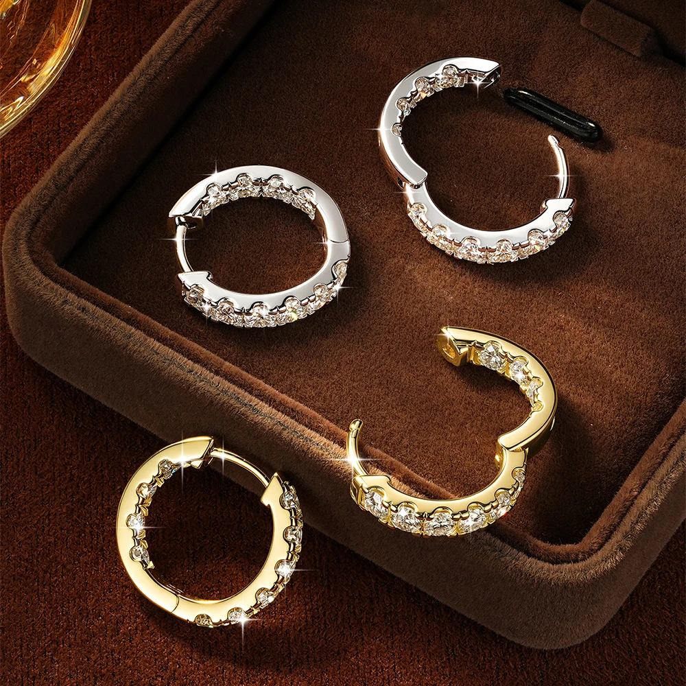 OXTAO 14K Gold Filled Moissanite Hoop Earrings for Women Round Cut Lab Diamond U-shape Earrings Jewelry 3mm D Color Certified - view 3