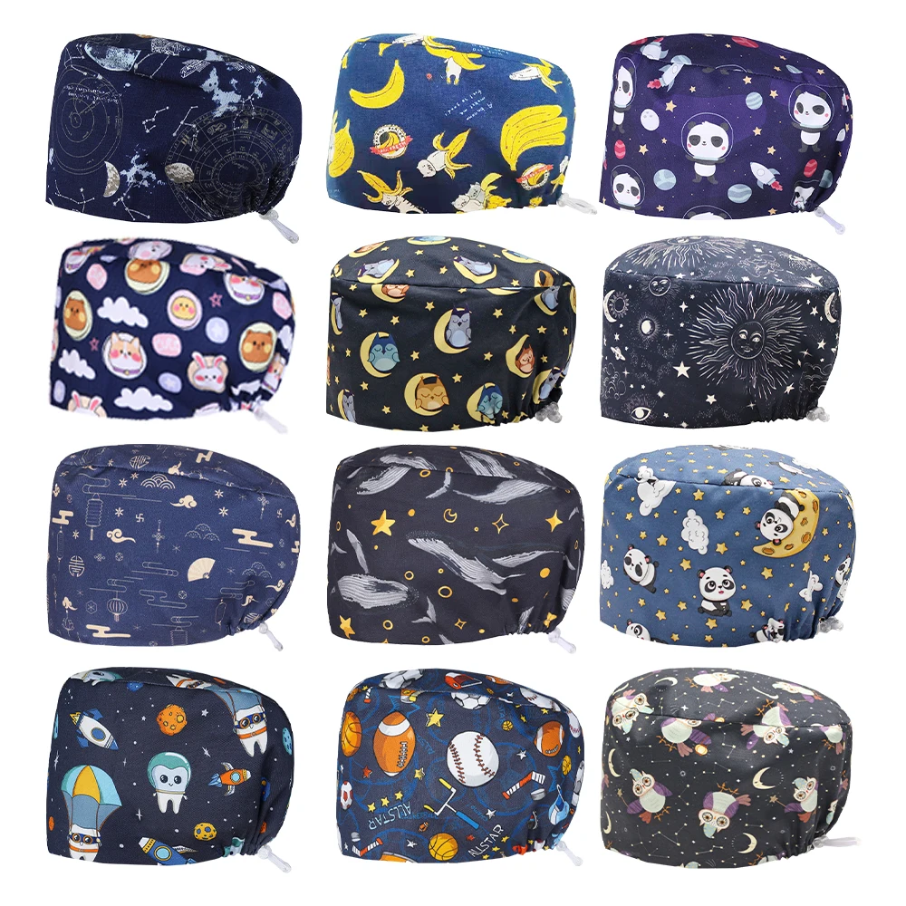 Medical Lab Business - Sky Printed Medical Man Caps Long