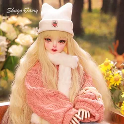 Beei E BJD Doll 1/4 MioA Fullset Warm Winter Bright Pink Sweater Skinny Denim Skirt Wool Scrafs Sweet Toy for  Shugafairy
