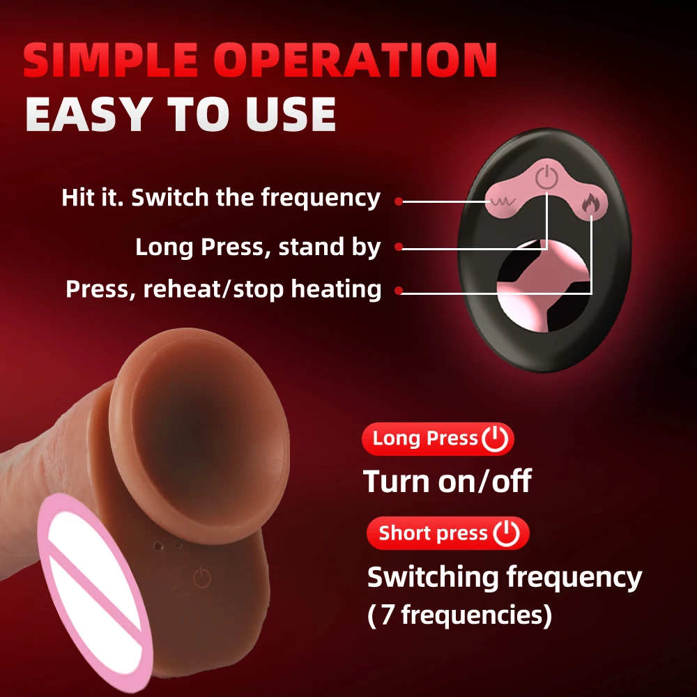 9.65" Thrusting BIG Dildo Vibrator Silicone with 10 Thrusting & Vibranting & Heating Modes Anal Dildo Sex Toys with Suction Cup - view 6