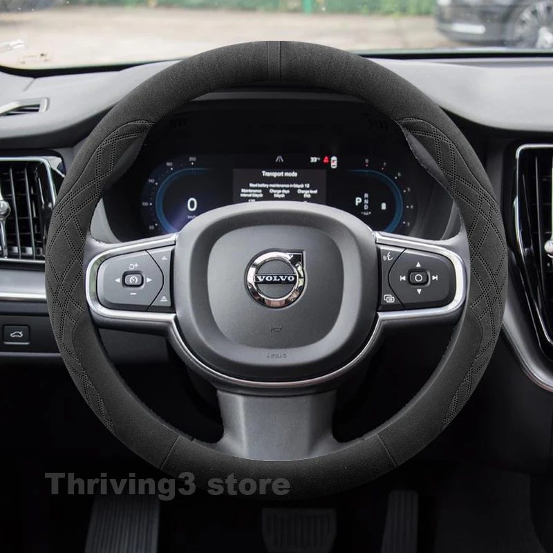 الجلد المدبوغ الدافئة غطاء عجلة القيادة سيارة لفولفو xc60 2026 2015-2025 xc40 s90 2025 شتاء دافئ اكسسوارات السيارات الداخلية #3