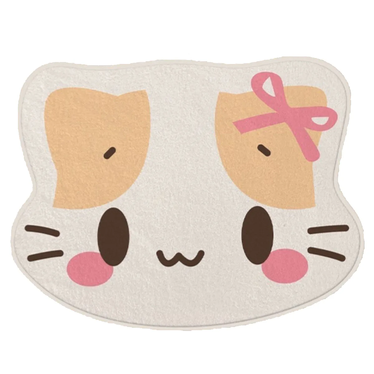 Cute Masyumaro Fluffy Fuwa Nyanko Cat WIth Pink Bow Carpet Special-shaped Diecut Carpet Floor Mat Room Mats Rug Cashmere-like