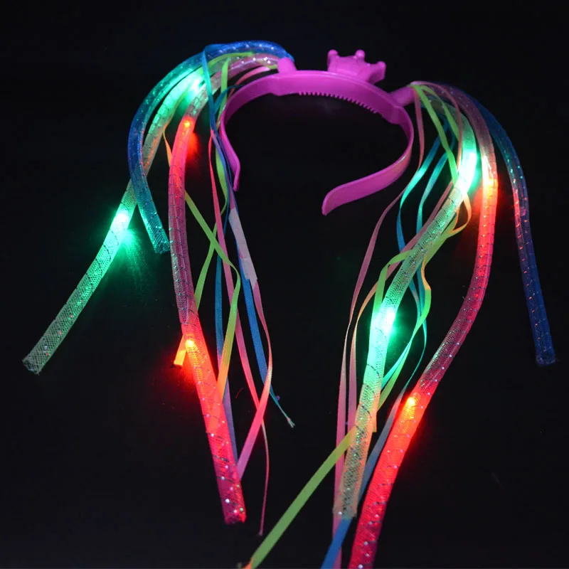 Light-Up Hair Extension Noodle Headband LED Flashing Rave Braid Party Carnival  Cosplay Wedding Birthday Halloween Christmas