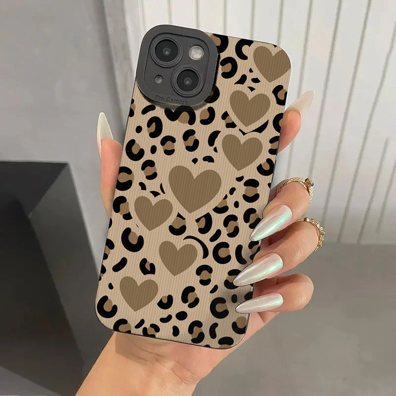 Fashion Leopard Heart Phone Case For Xiaomi Mi 14T 12T 11T 11 10T Poco X5 F5 X4 M4 F4 X3 M3 Pro Lite 4G 5G Soft Silicone Cover