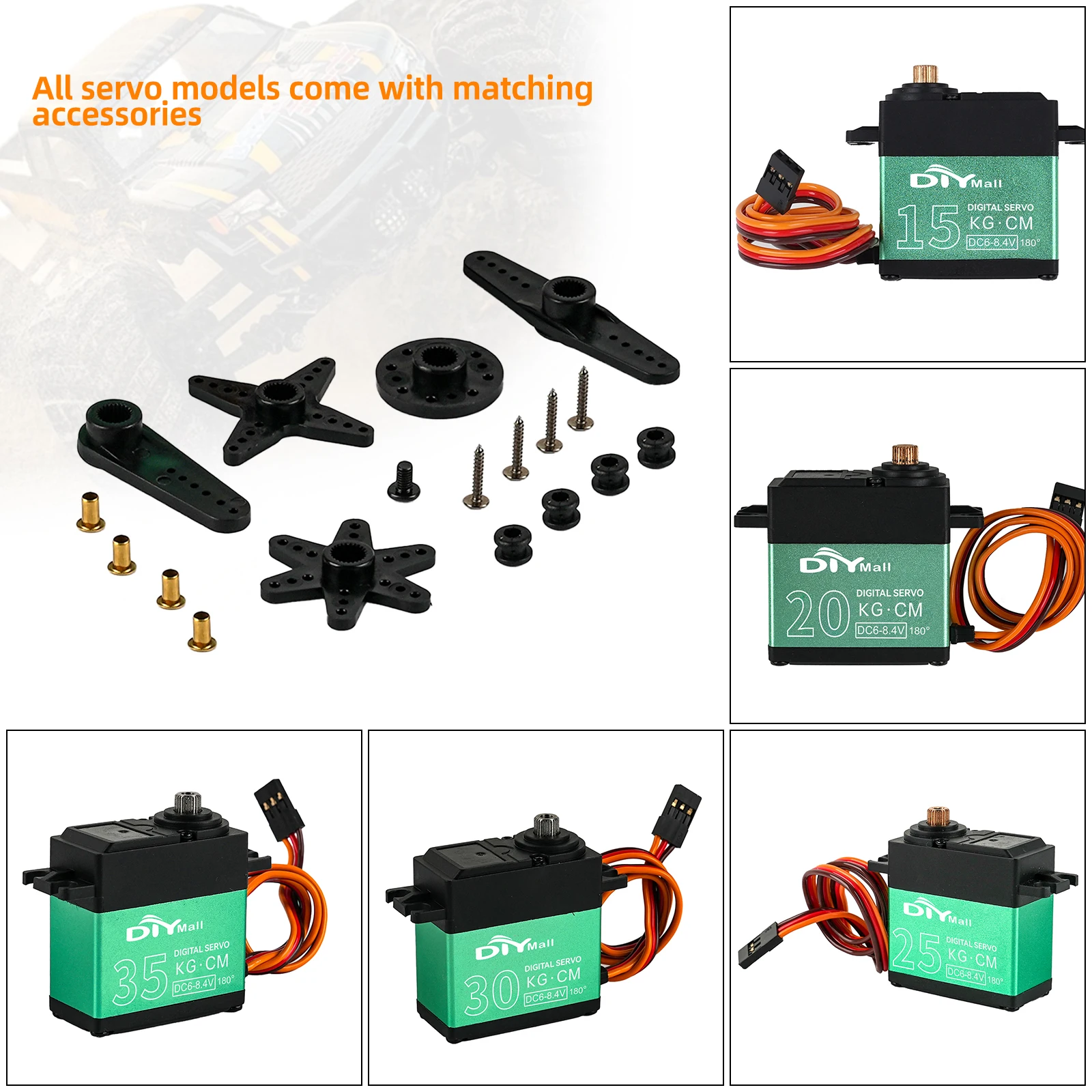 Digital Standard Servo Metal Gear High Torque 15kg 20kg 25kg 30kg 35kg 180/270/360 Degree RC Servo for Robot Car Model Aircraft
