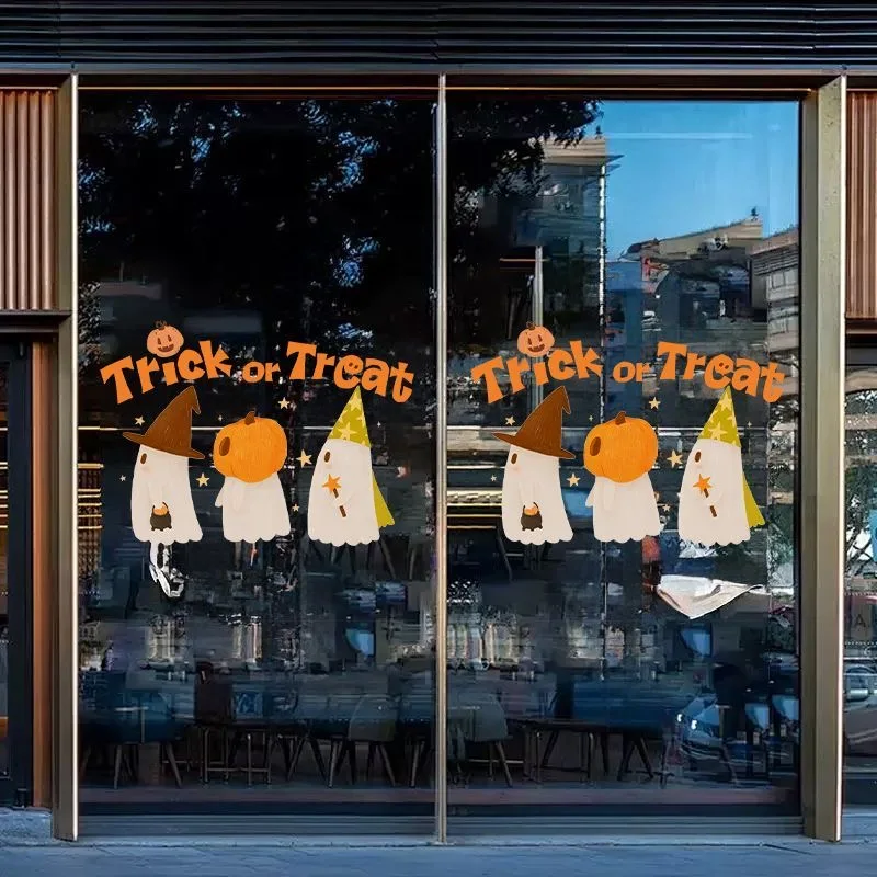 Halloween window theme decoration electrostatic stickers window shop stickers decoration festive atmosphere