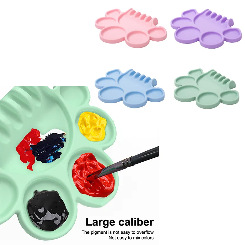 Silicone Paint Palette With Pen Holder Pigment Dispensing Tray Art Student Tools Painting Supplies For Watercolor Oil Propylene