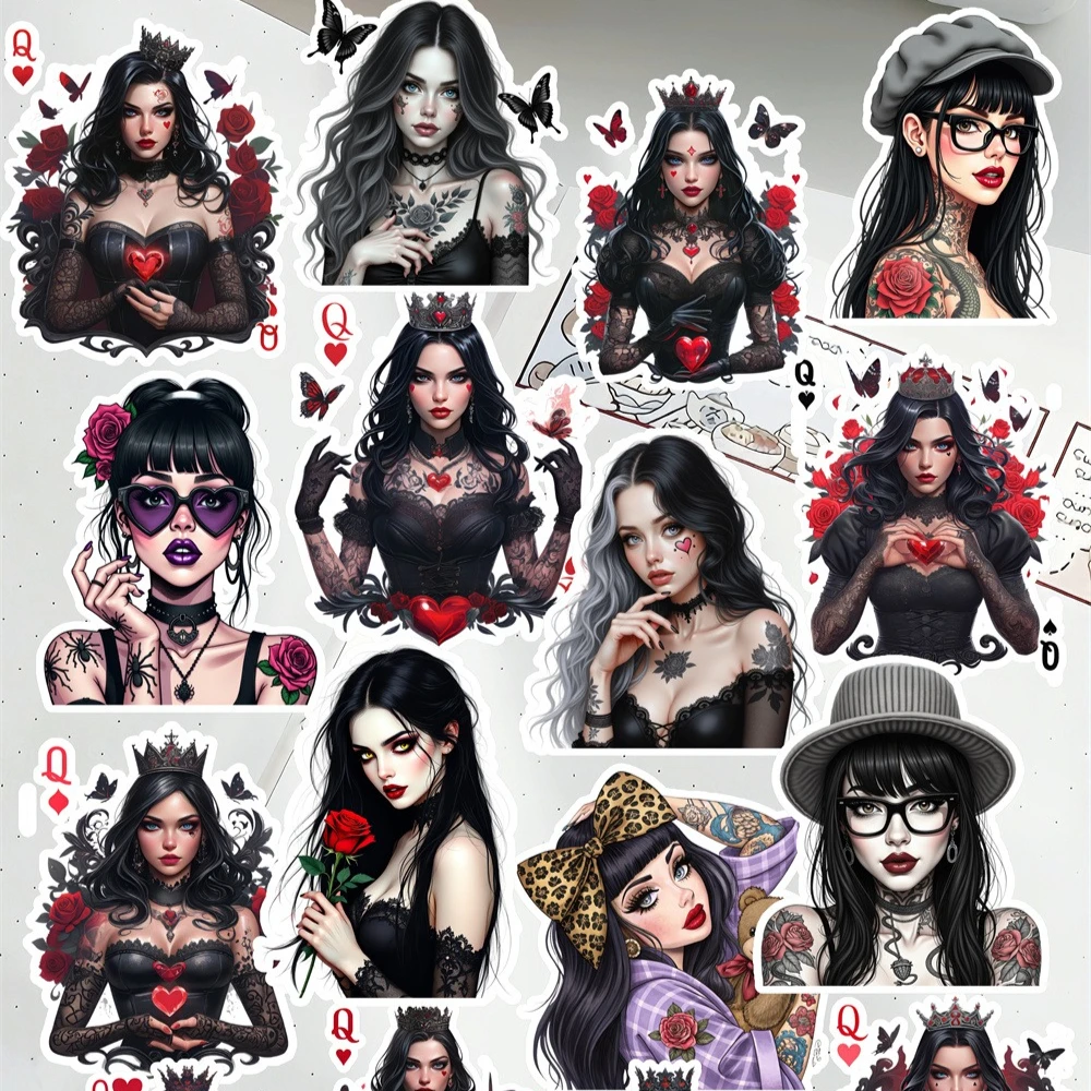 

18pcs Watercolor Retro Gothic girls Stickers DIY Scrapbook Diary Decoration Album Style Stationery journaling planner stickers