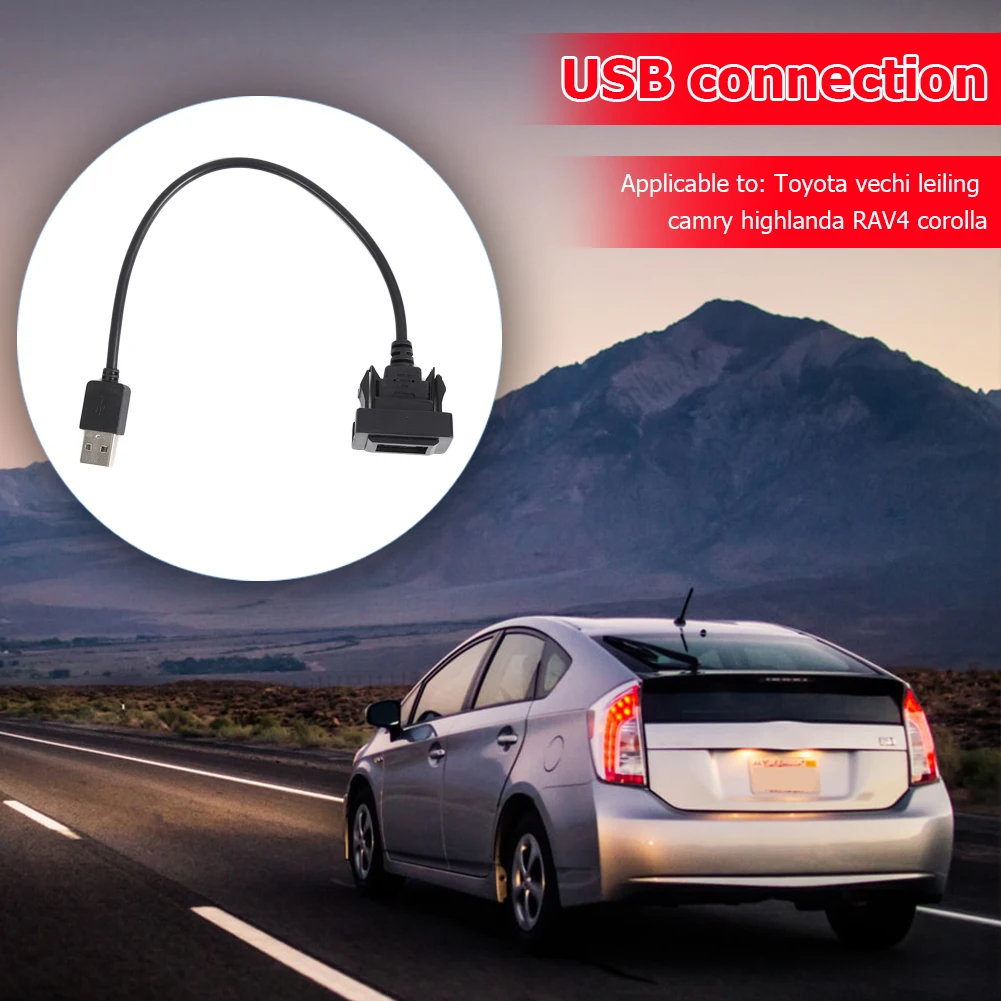 

USB-порт для приборной панели автомобиля, встраиваемый, с удлинительным кабелем-адаптером для Toyota Vios, классические цвета и простой дизайн
