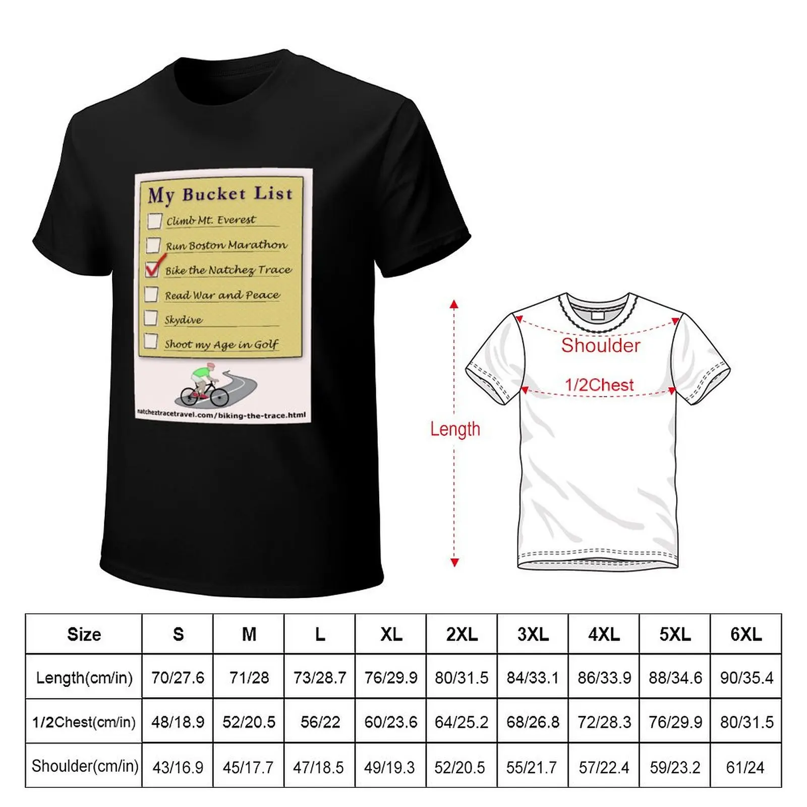 Bicycle the Natchez Trace Bucket List T-Shirt Plus Size Comfort Fit Tee