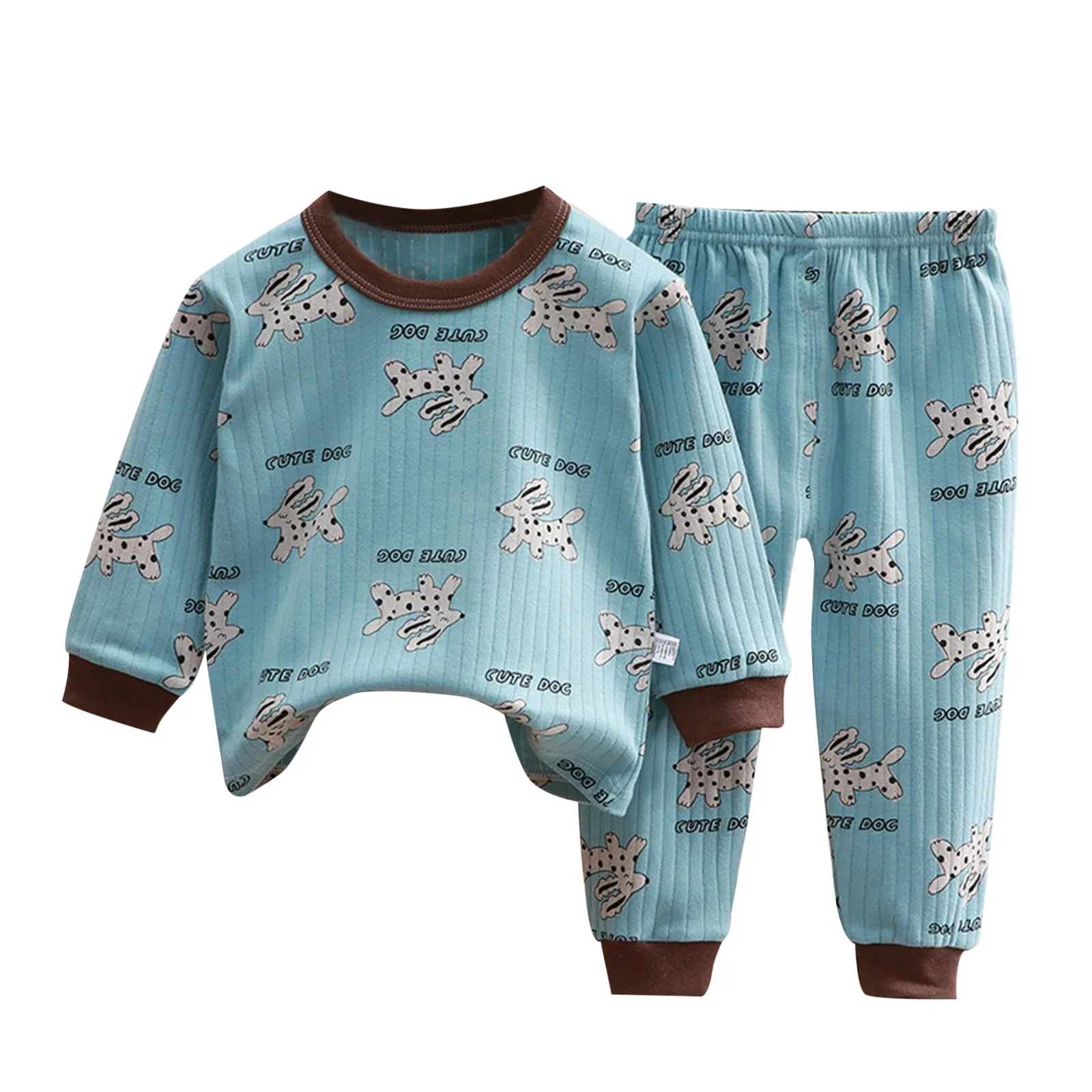 2024 New Autumn Cotton Suit Round Neck Boys Girls Long-sleeved Underwear Clothes Long Johns Children's Pajamas Home Clothing