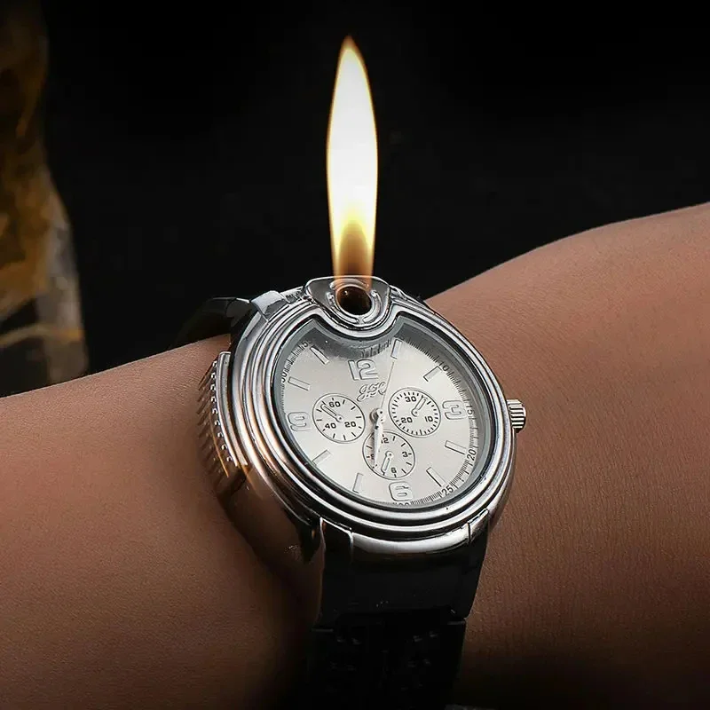 New Unusual Creative Men\'s Watch Gold Portable Lighter Windproof Flameless Charging USB Cigarette Lighter Tool Exquisite Gift