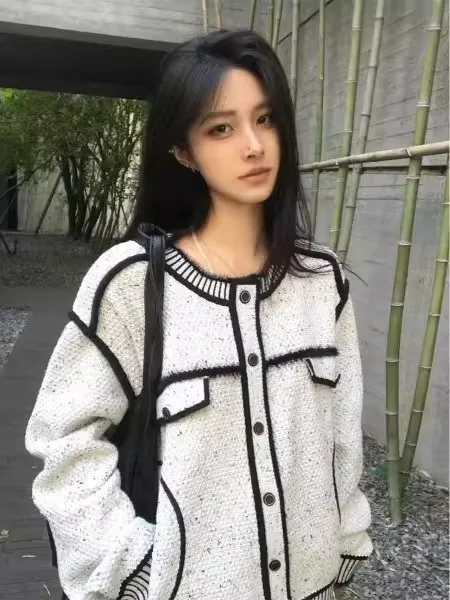 

Свободный вязаный кардиган-свитер для женщин: осенне-зимняя модная уличная одежда, теплая пушистая верхняя одежда для пар с длинными рукавами