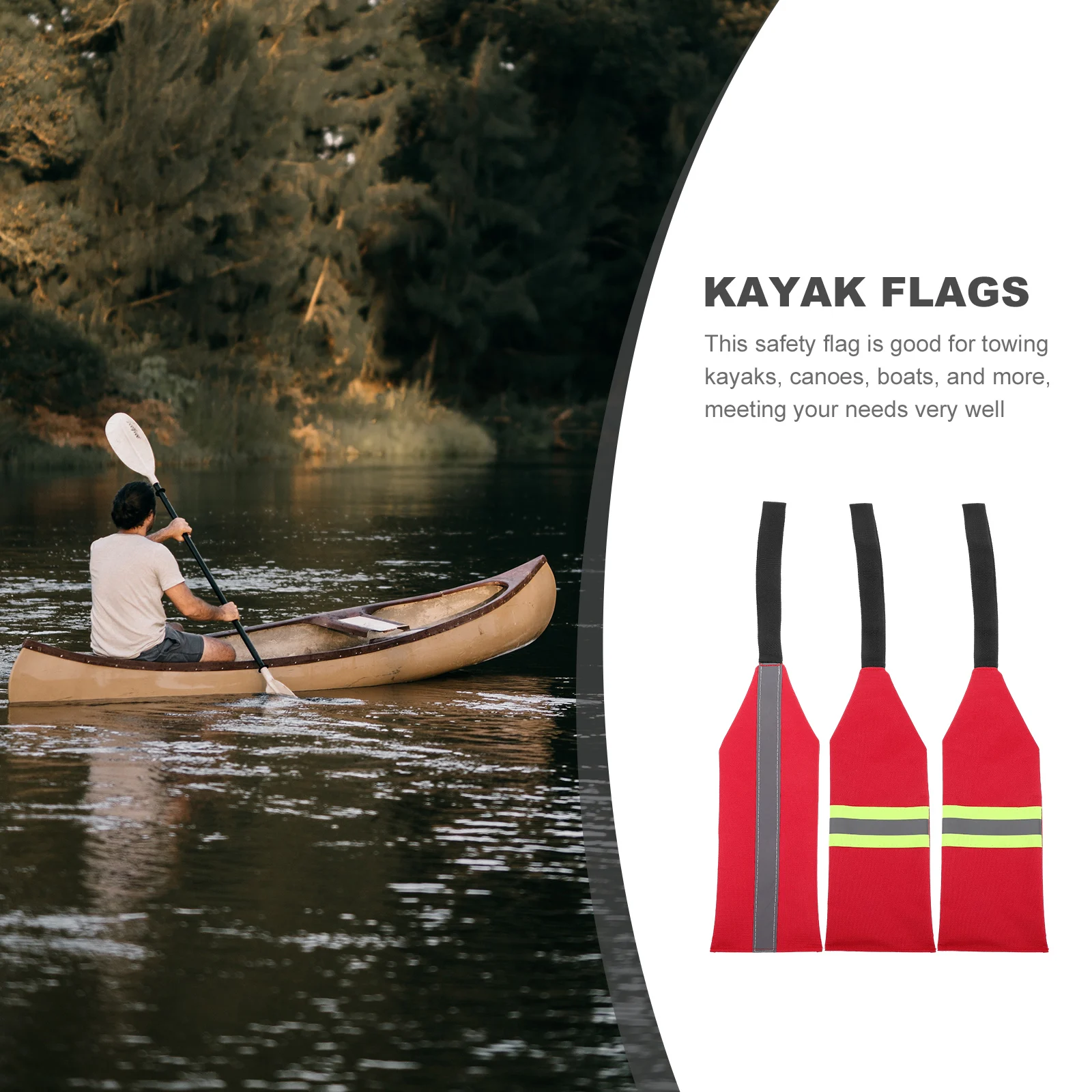 

3pcs Kayak Towing Flag Highly Visible Reflective Safety Flag Durable Polyester Foldable Lightweight Trailer Warning for Canoe