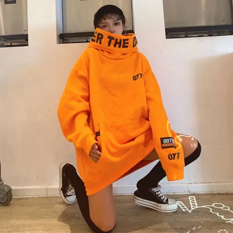 Oversized Hoodie Women High Collar Hoodie Women Korean Hoodie Women Yellow Sweatshirt Woman Oversized Kawaii Sweatshirt Hoodies