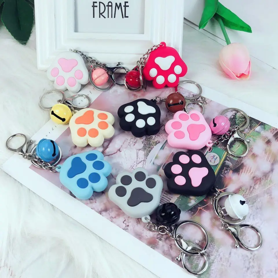 Creative Car Keychain Key Ring Cute Cat Claw Soft Glue Bell Auto Interior Accessories Pendant Ring Mobile Phone Shell Pendant