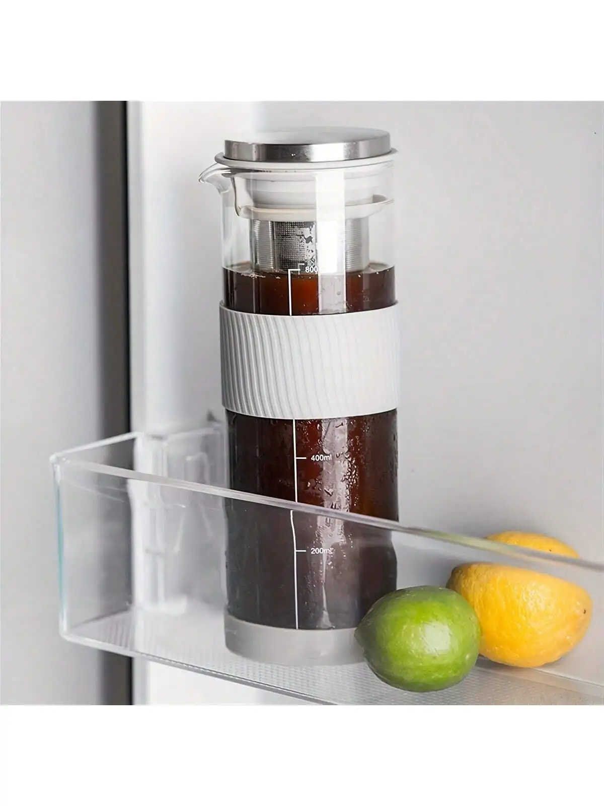 

D2 Cold Brew Coffee Iced-Tea Maker Pitcher, Glass Dispenser Metal & Plastic Lid Mesh Filter Iced Coffee & Sun Tea Brewing System