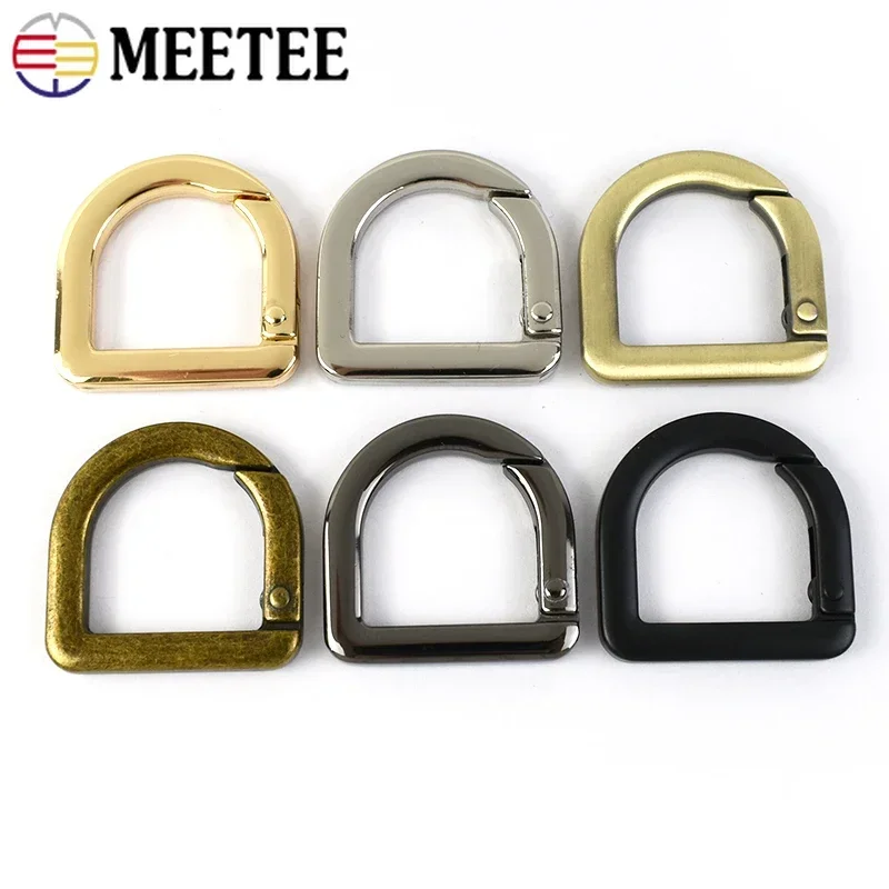 5/10/20Pcs Meetee 20mm Metal D Ring Buckle Handbag Strap Clasp Openable Carabiner Snap Hook Spring Keyring DIY Bag Accessories