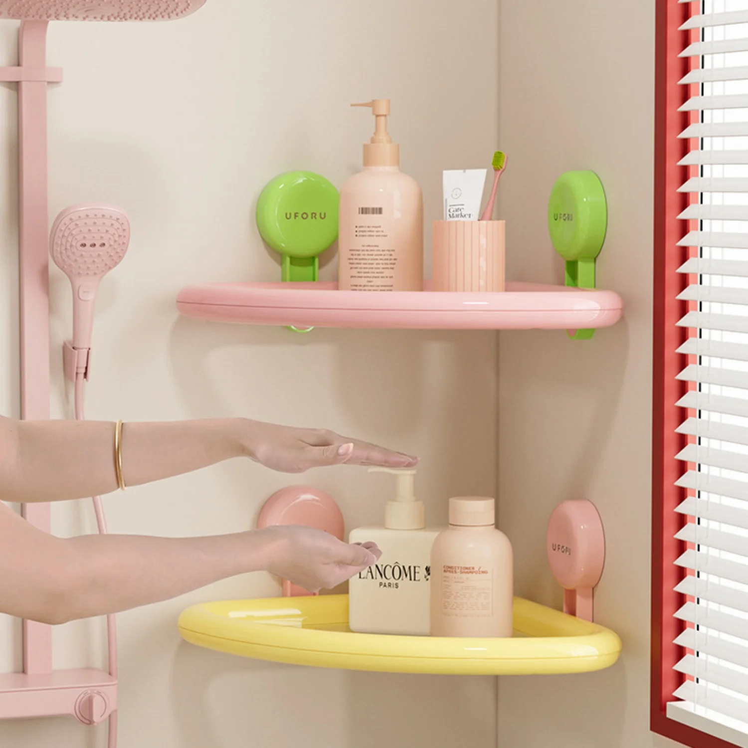 

Bathroom Organizer Rack High Quality Suction Cup Storage Holder For Skincare Product Jewelry Hair Accessory Cosmetic Toiletries