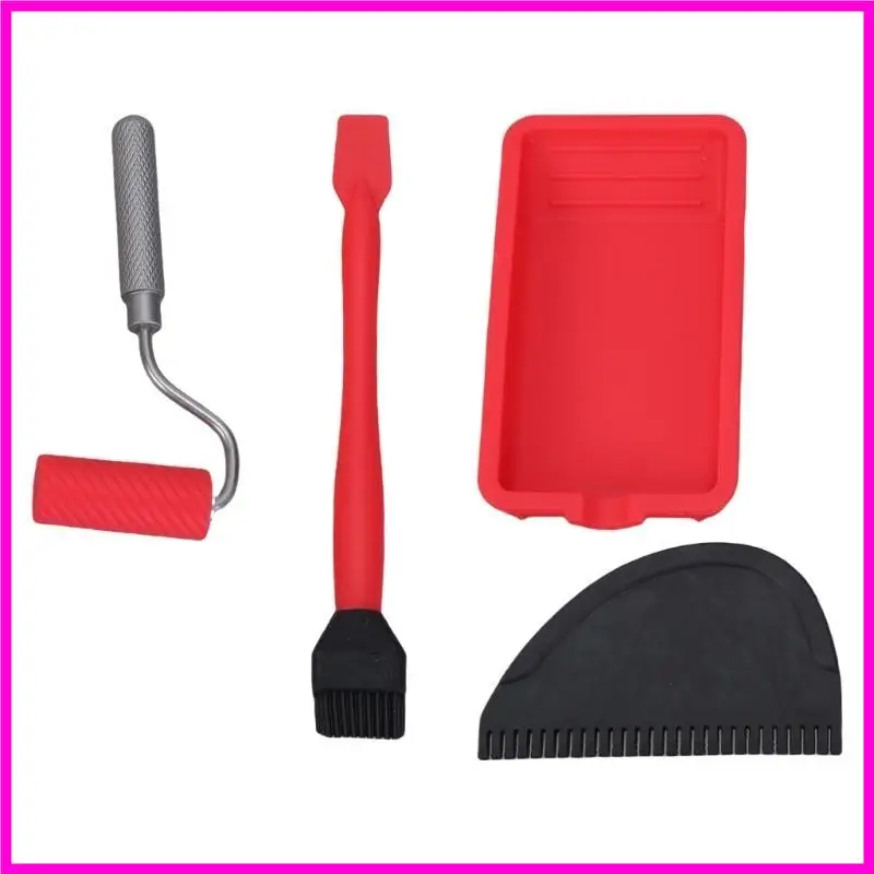 57BE Mini Silicone Paint Roller Painting Decorating Small Paint Roller Tray For Wall Painting Repair Brush Paintwork
