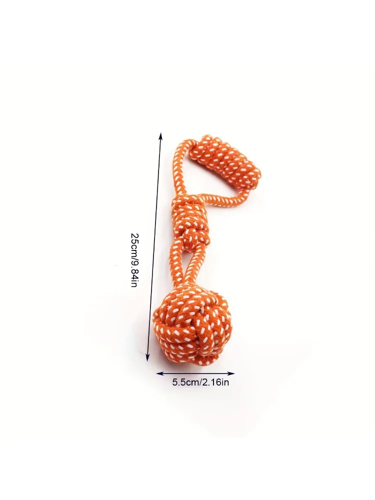 1pc Durable Dog Rope Toy with Ball - All-Breed Chew and Tug Plaything Random Color Selection