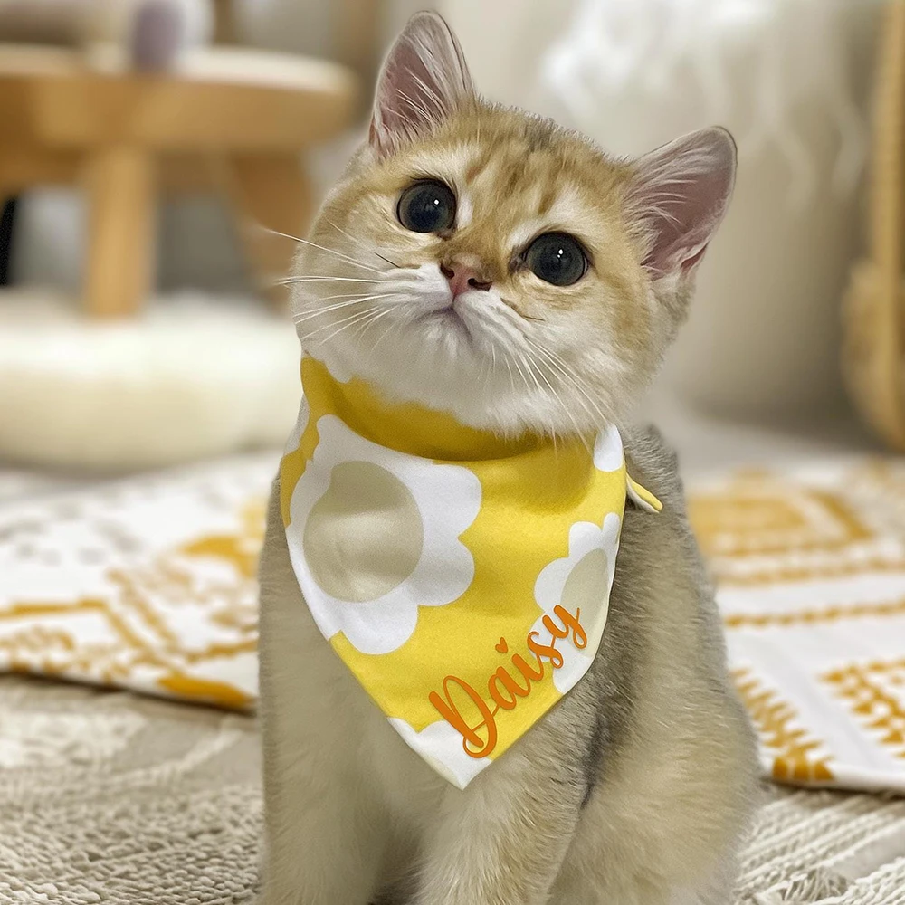 

Custom Pet Cat Scarf Printed with Name Pet Bandanas Personlized Triangle Bibs Decorative Scarves Dog Bandanas Pet Supplies