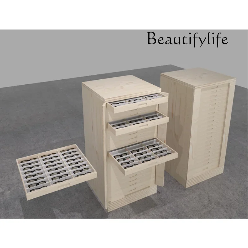 H45 Custom. Wooden Eyeglass Display Showcase Natural Style Optical Shop Display Showcase Optical Lens Storage Cabinet