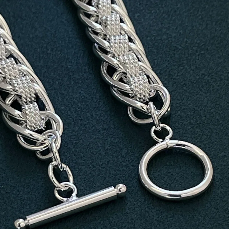 925 Sterling Silver Bracelet Perforated Mesh Women Fashion Simple Bracelet Birthday Party Wedding Anniversary Jewelry Gift